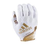 adidas Adizero 12 Football Receiver Gloves, White/Metallic Gold, Large