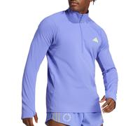 adidas Adizero Mens Running Top Blue Long Sleeve Half Zip Run Reflective Jogging