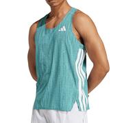 adidas Adizero Mens Running Vest Green Run Sleeveless Round Neck Tank Top