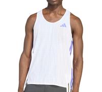 adidas Adizero Mens Running Vest White Run Sleeveless Round Neck Tank Top