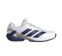 adidas Adizero Ubersonic 5 Men's Tennis Shoes | UK 9 in Cloud White/Dark Blue/Silver Metallic