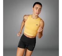 adidas Adizero Womens Running Tank Top Vest Yellow Crop Reflective