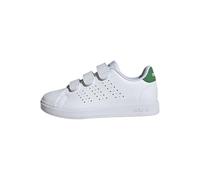 adidas Advantage Base 2.0 Shoes Children Tennis, Cloud White/Cloud White/Green, 2 UK