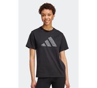 T-Shirt with Large Leopard Print Logo Black