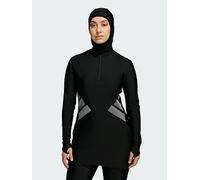 adidas Big Bars Long Sleeve Swim Top, Black/White, Size 18, Women Black/White