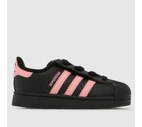adidas Black & pink Superstar II Girls Toddler Trainers UK 8 (EU 25½)