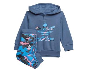 adidas Blue Camo Kids Toddler Tracksuit Hoodie Jogging Bottoms Set HK0319