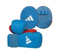 adidas Boxing Gloves and Focus Mitts Set - Boxing Pads with Foam Padding & Mesh Panels, 1 Pair of Gloves & 1 Pair of Focus Pads for Sparring, MMA, Kickboxing, and Martial Arts