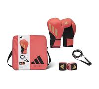 adidas Boxing Set - Speed Tilt 200 12oz Boxing Gloves, 350cm Hand Wraps, and Skipping Rope Packaged in Recycled Polyester Tote Bag - Ideal for Boxing Training and Sparring - Red