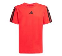 adidas Boys 3 Stripe Essentials T-Shirt Junior in Ruby/Black - Red - Size 9-10Y