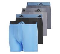 adidas Boys Athletic Fit Microfiber Boxer Shorts (Pack of 4) for Active Sports and All Day Comfort, Blue Burst/Black/Grey, L