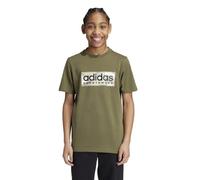 adidas Boy's Camo Linear Graphic Tee Kids, Olive strata, 9-10 Years