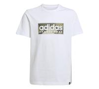 adidas Boy's CAMO Linear Junior Boys Graphic TEE, White, 13-14 Years
