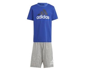 Adidas Boys Essentials Logo Tee and Short Set Colour: Blue, Size: 7-8 years