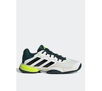 adidas Boys Tennis Barricade Shoe - White, White, Size 4 Older White