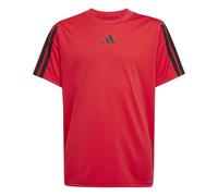adidas Junior Boys Train Essentials 3 Stripe T-Shirt - Red, Pure Ruby/Black, Size 7-8 Years Pure Ruby/Black