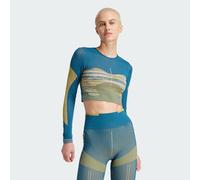 ADIDAS by Stella McCartney Womens TrueStrength Seamless Yoga Long Sleeve Top - Blue Recycled Material - Size X-Small