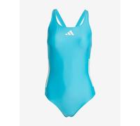 adidas Womens 3-Stripes C Back Swimsuit Lucid Cyan/White 36
