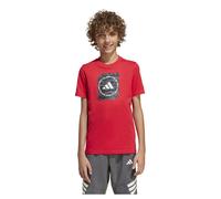 adidas Boy's CAMO Box Junior Boys Tshirt, Pure Ruby, 7-8 Years