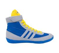 adidas Combat Speed 4 Wrestling Shoes, Grey/Bright Royal/Yellow, 9.5