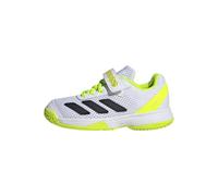 adidas Courtflash Kids Comfort Closure Tennis Shoes, Cloud White/Core Black/Lucid Lemon, 2 UK Child