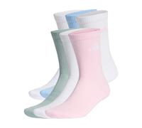 adidas Unisex CUSHIONED CREW SOCKS 6 PAIR PACK, white/clear pink/glow blue/Wonder Sage, 8.5-10