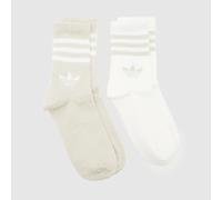 adidas Crew Socks 2 Pack in Beige & Cream, Striped, Fabric, Size: 6.5-8 UK 6.5-8