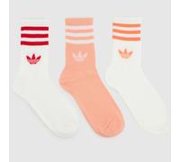 adidas Socks 3-Stripes Crew Socks 3 Pairs in White M