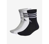 adidas Unisex Kids 3-Stripes Cushioned Crew Socks 3 Pairs, Medium Grey Heather/White/Black/White, 2 - 3.5 UK / XS