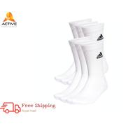 adidas Unisex Cushioned Sportswear Crew Socks 6 Pairs, White / Black, 6.5-8