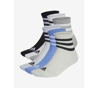 adidas Cushioned Sportswear 3 Stripes Socks Black White Blue (3 Pairs) - XL