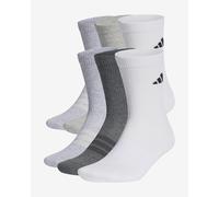 adidas Unisex CUSHIONED CREW SOCKS 6 PAIR PACK, white/light grey heather/medium grey heather/dark grey heather, 6.5-8