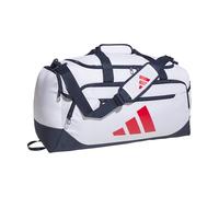 adidas Defender 5 Small Duffel, White/Night Indigo/Pure Ruby Red/Medium 59L | Ventilated Shoe Compartment, Adjustable Shoulder Strap, Rolls With Your Suitcase, Built To Last, Gym & Travel Ready