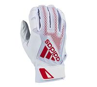 adidas Diamond King 3.0 Leather Batting Glove, White/Red, Medium