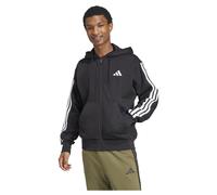 adidas Men's Essential Three Stripes Fleece Zipper Hoodie Sweatshirt, black/white, XS
