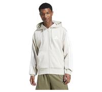 adidas Men's ESSENTIAL THREE STRIPES FLEECE ZIPPER HOODIE, wonder alumina/white, XL
