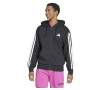 adidas Essentials 3-Stripes French Terry Full-Zip Hoodie, Cotton, Black