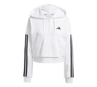 adidas Women's Essentials 3-Stripes French Terry Quarter-Zip Hoodie Sweatshirt, White/Black, L