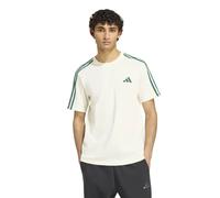 adidas Men's Essentials 3-Stripes Single Jersey Left Chest Nded Shirt, Ivory/Collegiate Green, XXL