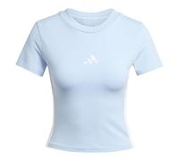 adidas Women's Essentials 3 Stripes Slim Baby Shirt, Glow Blue/White, XXS