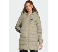 adidas Essentials CLIMAWARM 3-Stripes Light Down Hooded Parka, Green, Size S, Women Green