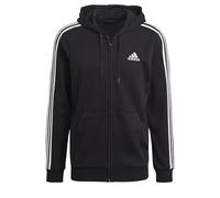 adidas Sportswear Mens Essentials French Terry 3-Stripes Full-Zip Hoodie - Black Cotton - Size Large