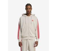 adidas Essentials French Terry 3-Stripes Hooded Jacket Beige Red - L