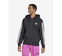 adidas Essentials French Terry 3-Stripes Hooded Jacket Pure Black White - S
