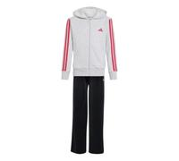 adidas Girl's Essentials Full Zip Hoodie Sweatshirt, light grey heather/power pink, 11-12 Years