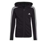 adidas Essentials Girls 3 Stripes Zip Track Top Hoodie 7-8 Years Black/White