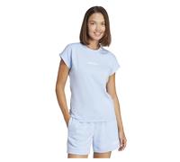 adidas Women's Essentials Linear Cotton T-Shirt, Glow Blue/White, M