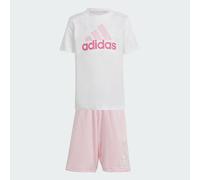 Adidas Essentials Logo Tee and Shorts Child 7-8 Years Kid BNWT Pink White