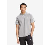 adidas Essentials Piqué Embroidered Small Logo 3-Stripe Short Sleeve Polo Shirt Grey White - S