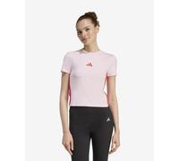 adidas Women's Essentials 3 Stripes Slim Baby T-Shirt, Clear Pink/Pure Ruby, XL